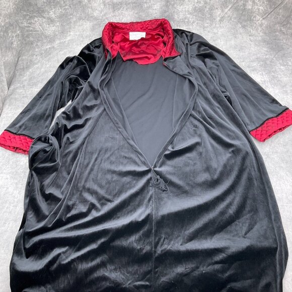 Cinema Exoile Robe Women 3XLarge Black Red Embossed Velour 1/4 Zip Long Soft VTG - Picture 5 of 13